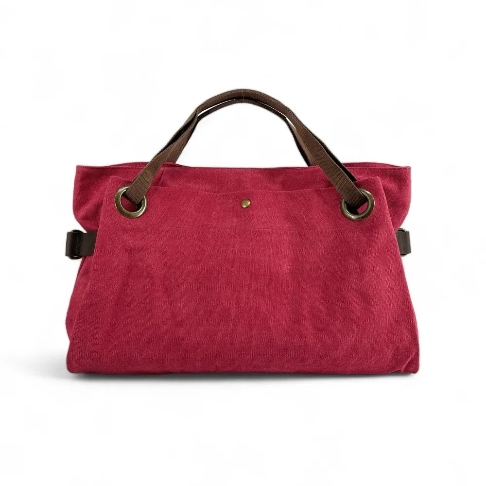 Sac week-end en cuir et toile TOBAGO Rouge magenta