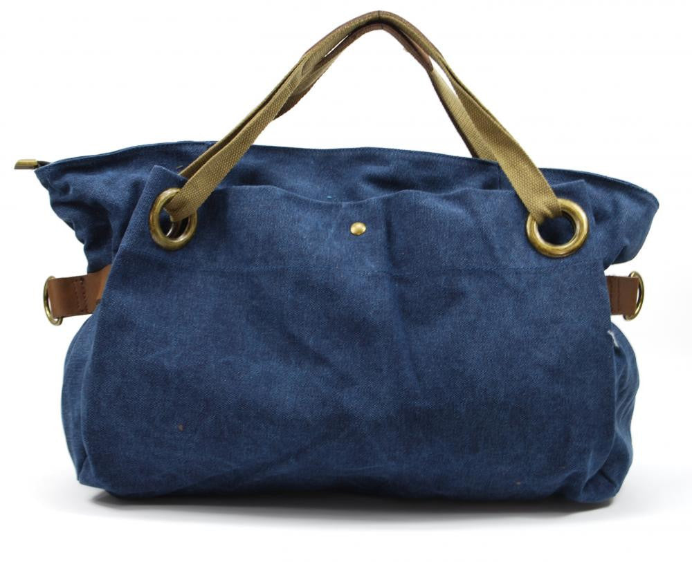 Sac week-end en cuir et toile TOBAGO Bleu