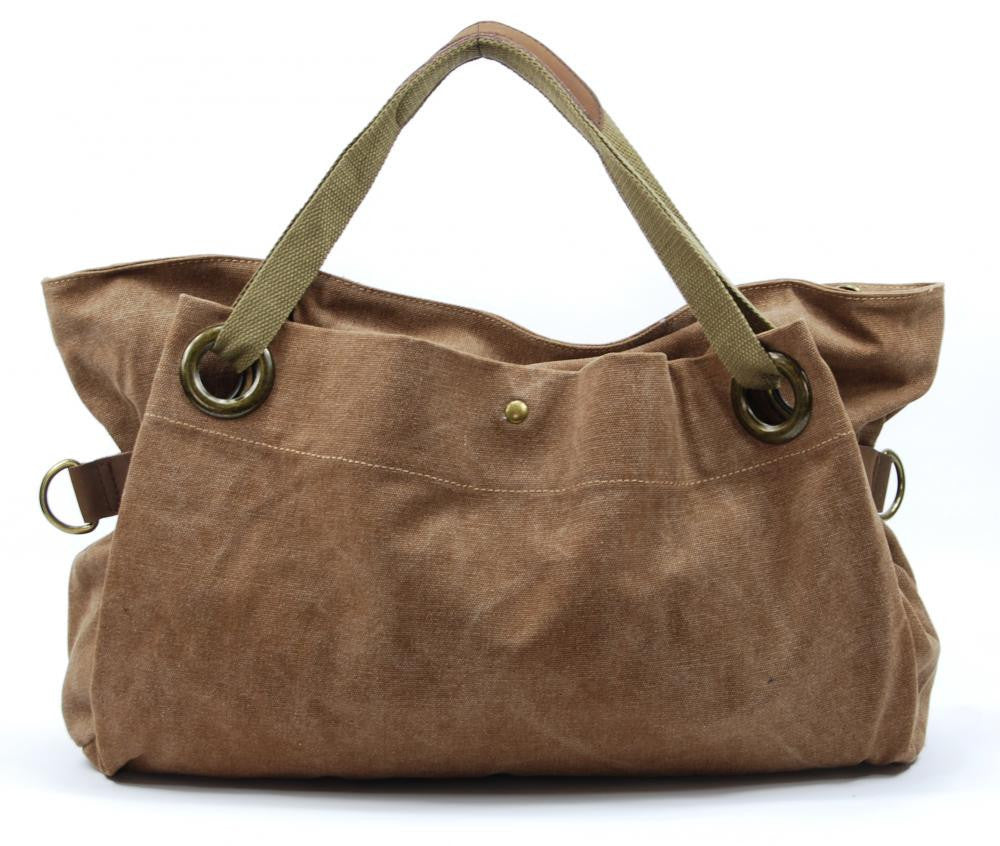Sac week-end en cuir et toile TOBAGO Camel foncé