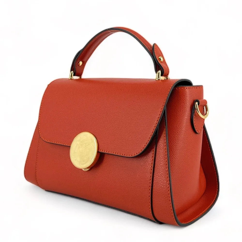 Sac à main en cuir grainé APOLLINE Ambre