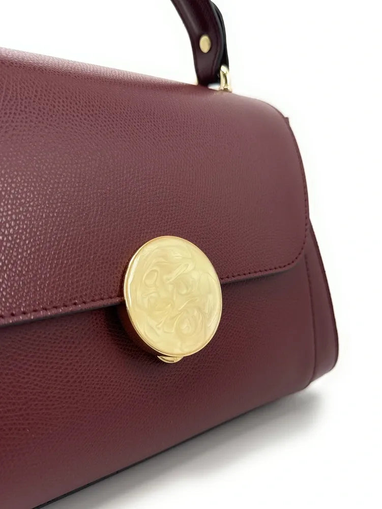 Sac à main en cuir grainé APOLLINE Rouge bordeaux