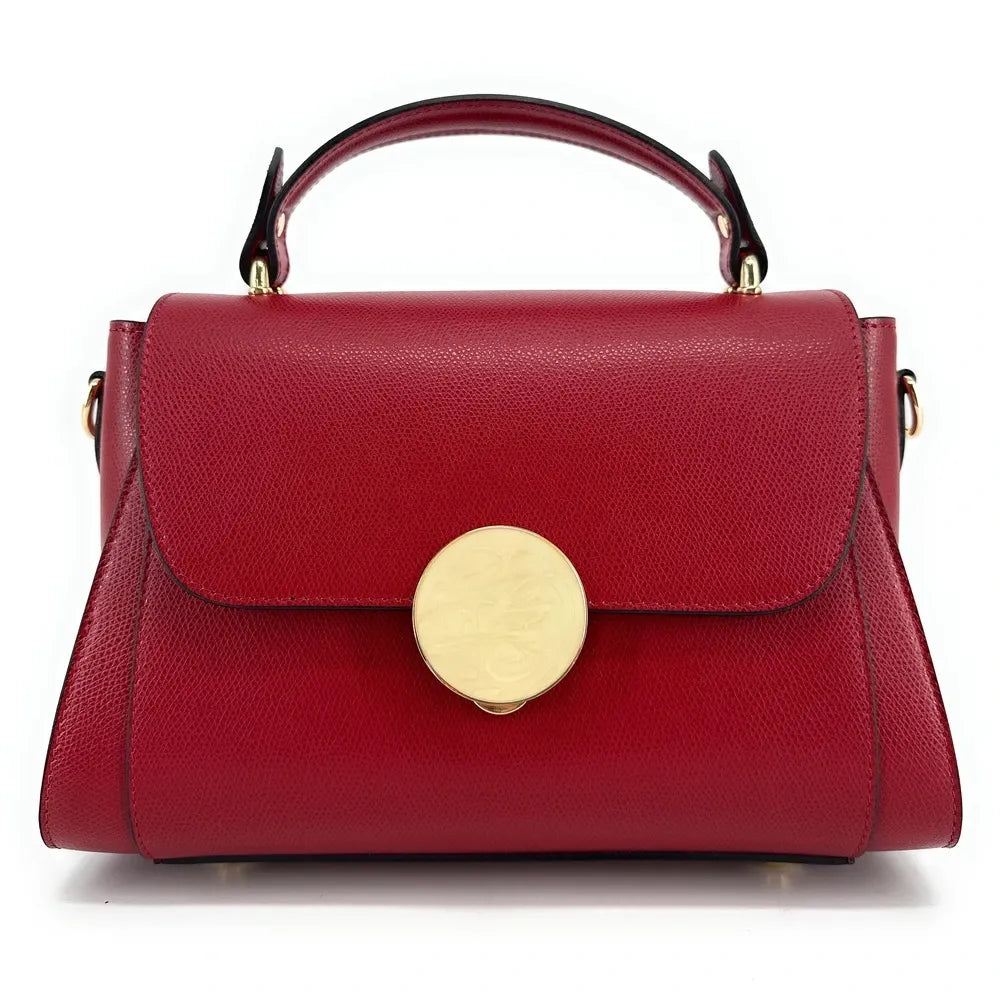 Sac à main en cuir grainé APOLLINE Rouge fraise