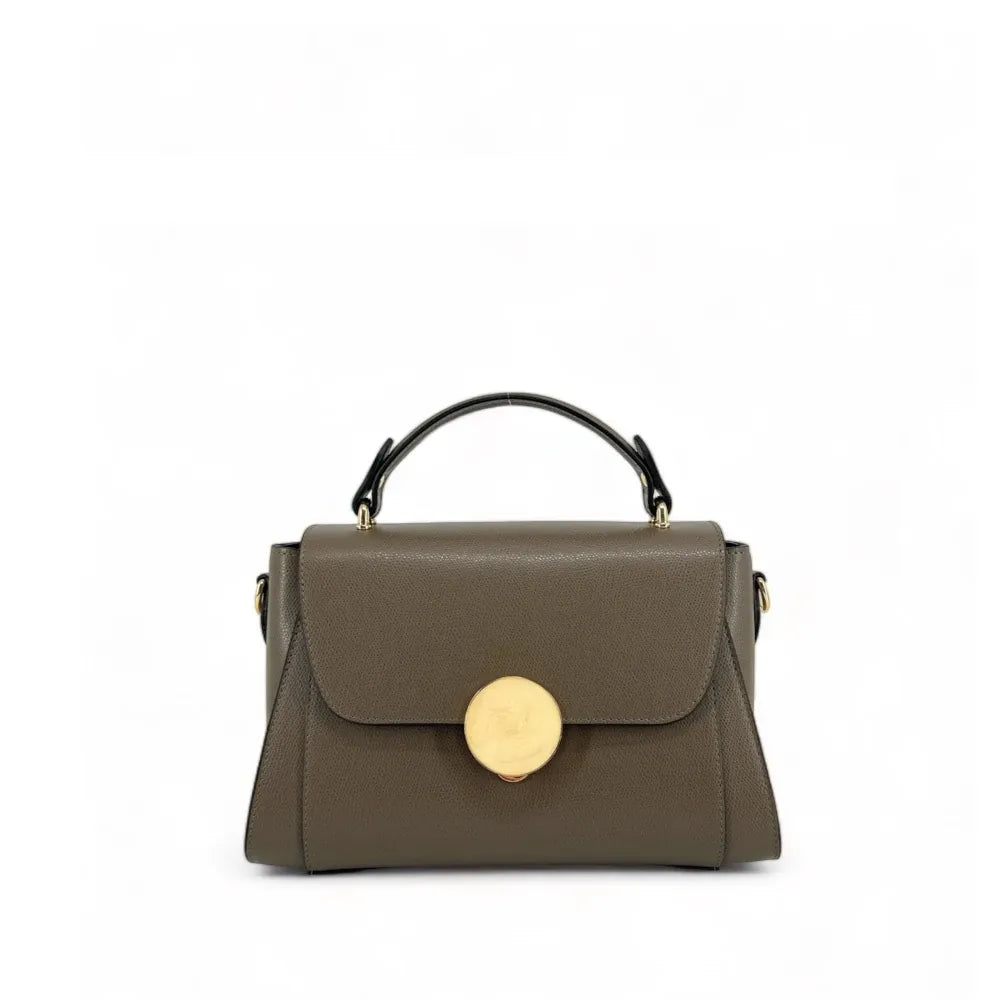 Sac à main en cuir grainé APOLLINE Taupe foncé