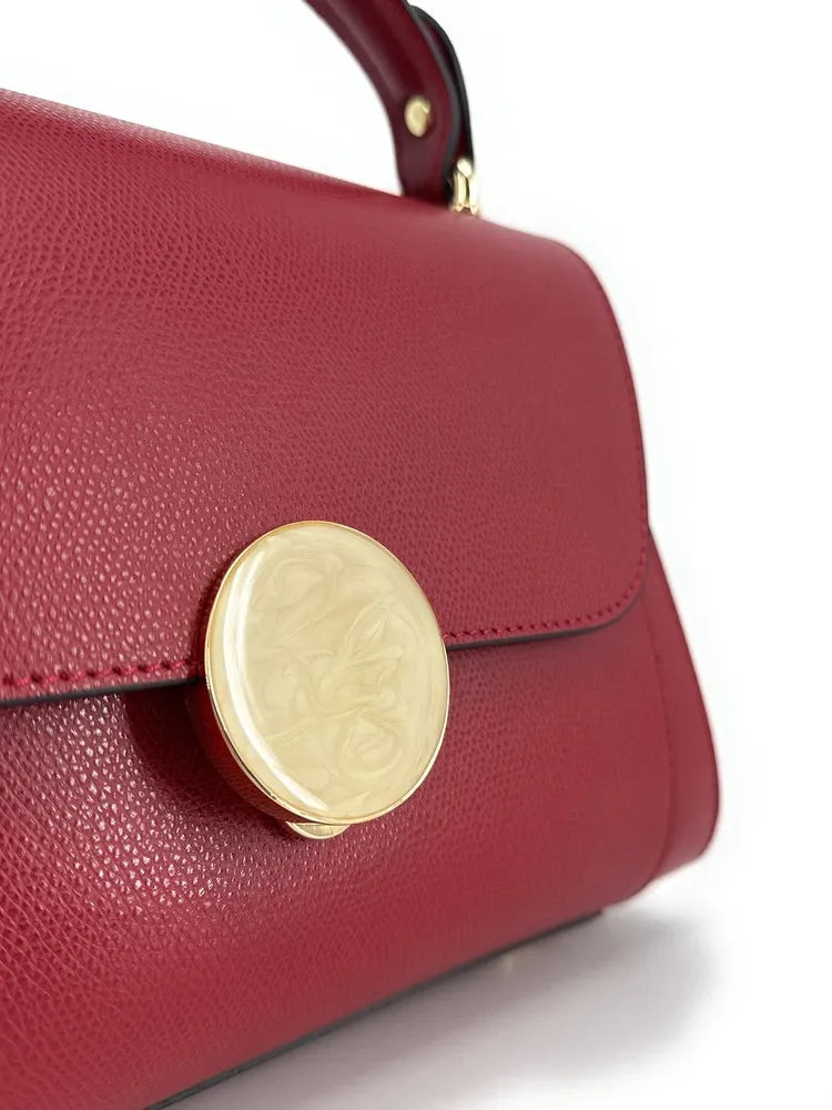 Sac à main en cuir grainé APOLLINE Rouge fraise