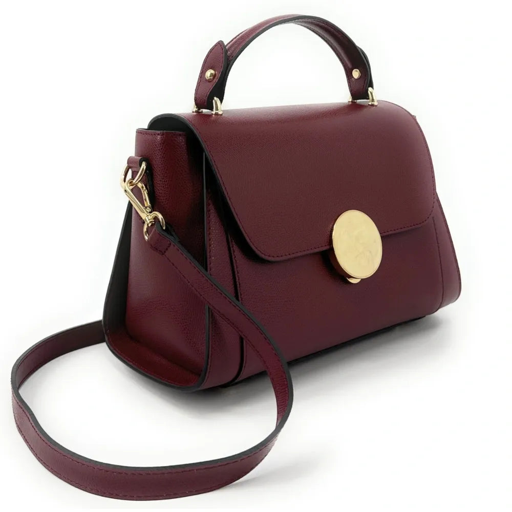 Sac à main en cuir grainé APOLLINE Rouge bordeaux