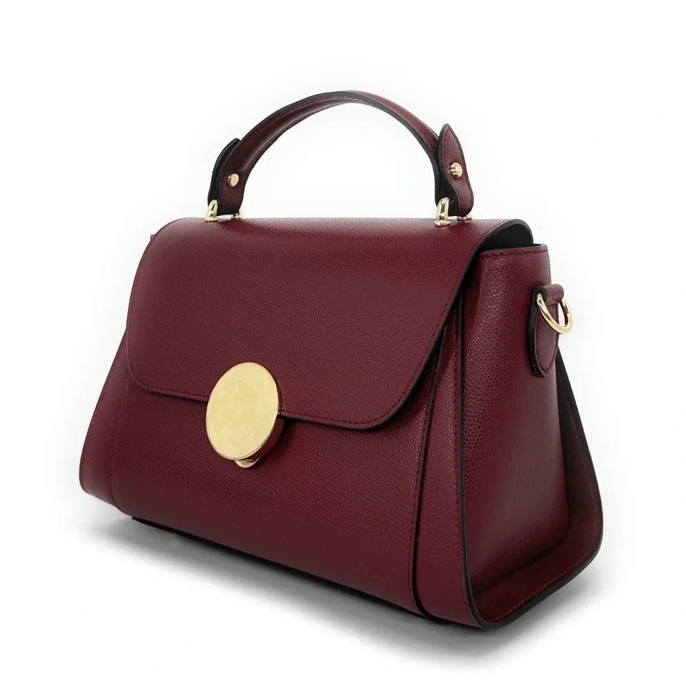 Sac à main en cuir grainé APOLLINE Rouge bordeaux