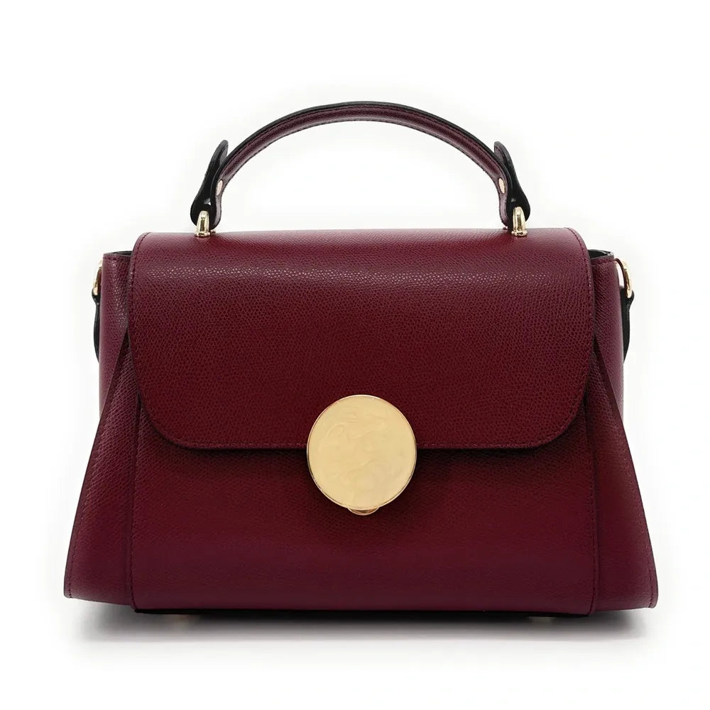 Sac à main en cuir grainé APOLLINE Rouge bordeaux