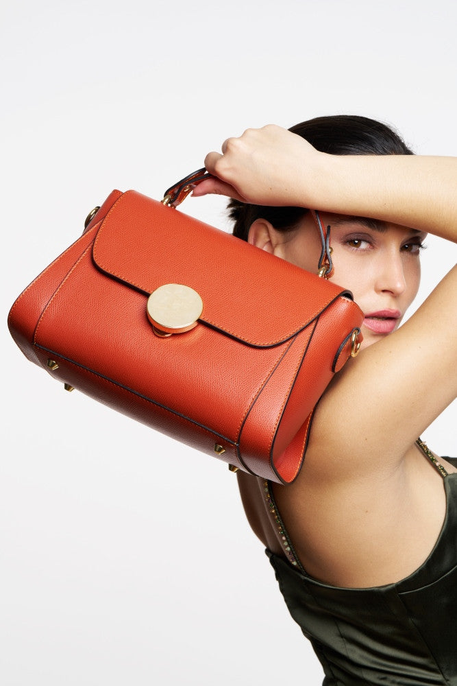 Sac à main en cuir grainé APOLLINE Ambre
