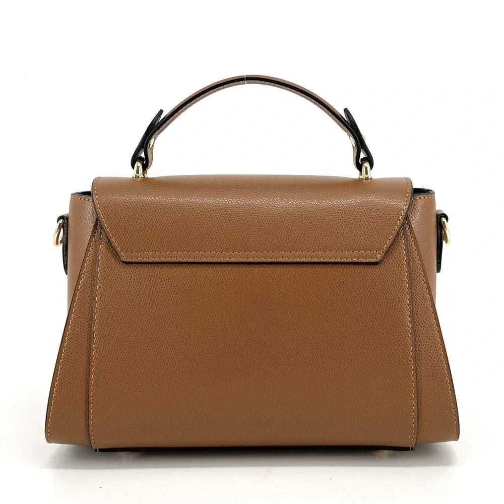 Sac à main en cuir grainé APOLLINE Camel foncé