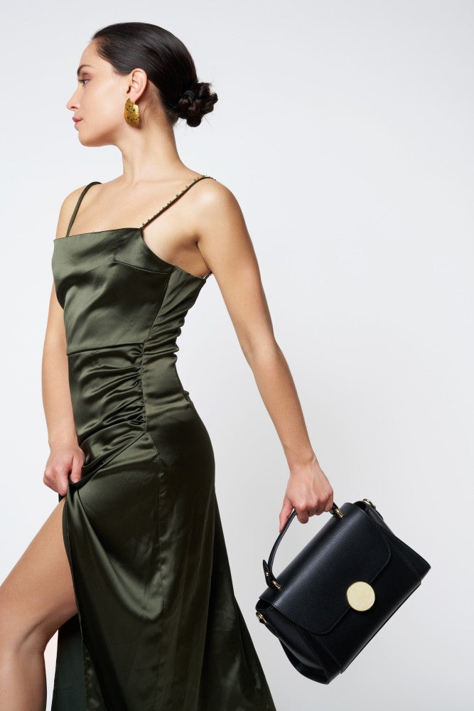 Sac à main en cuir grainé APOLLINE Noir
