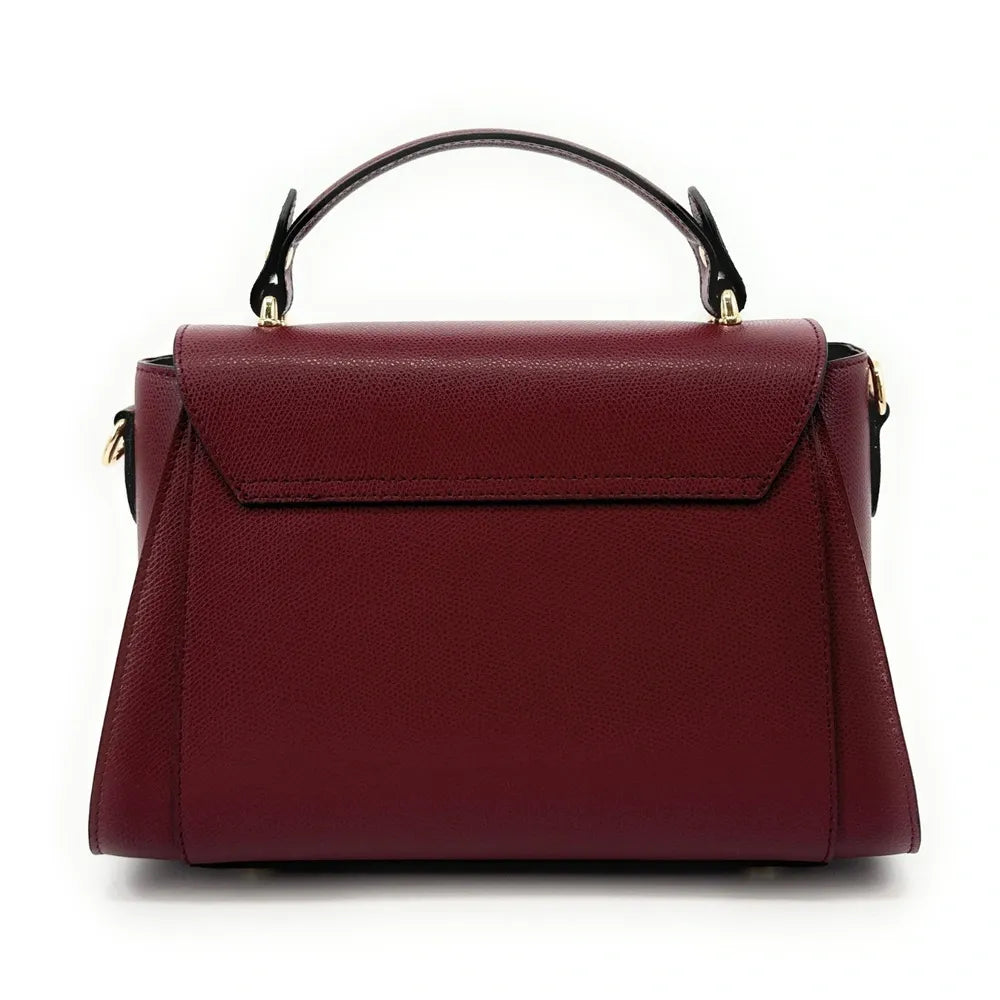 Sac à main en cuir grainé APOLLINE Rouge bordeaux