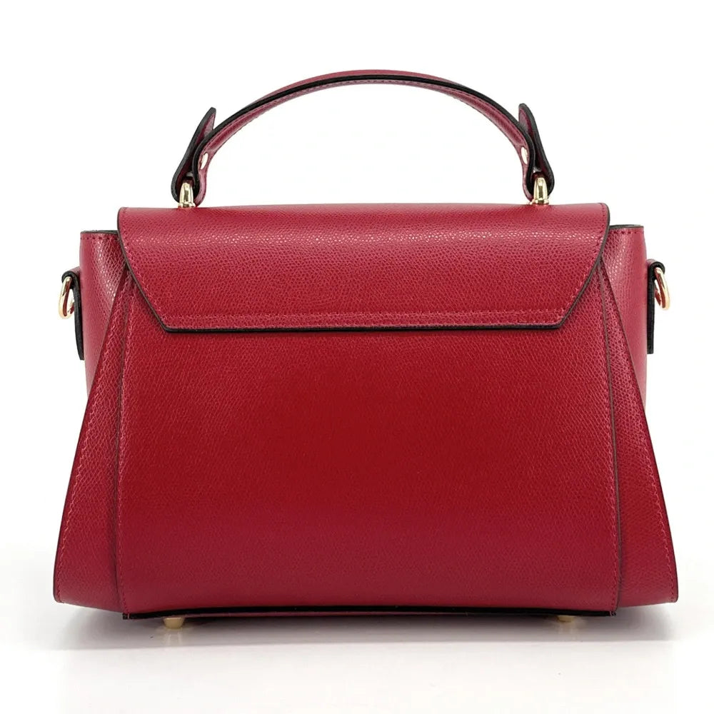 Sac à main en cuir grainé APOLLINE Rouge fraise