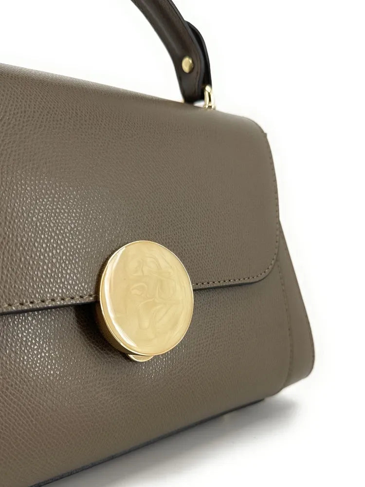 Sac à main en cuir grainé APOLLINE Taupe foncé