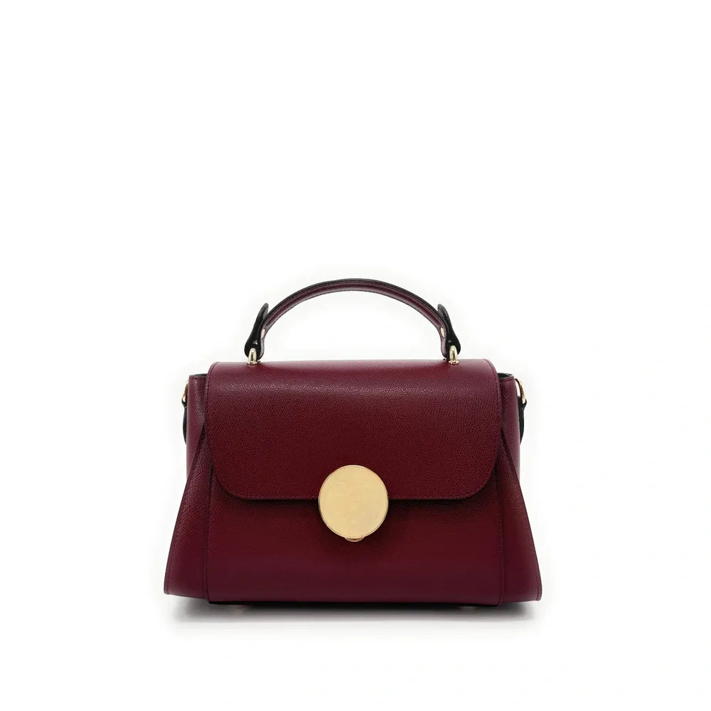 Sac à main en cuir grainé APOLLINE Rouge bordeaux