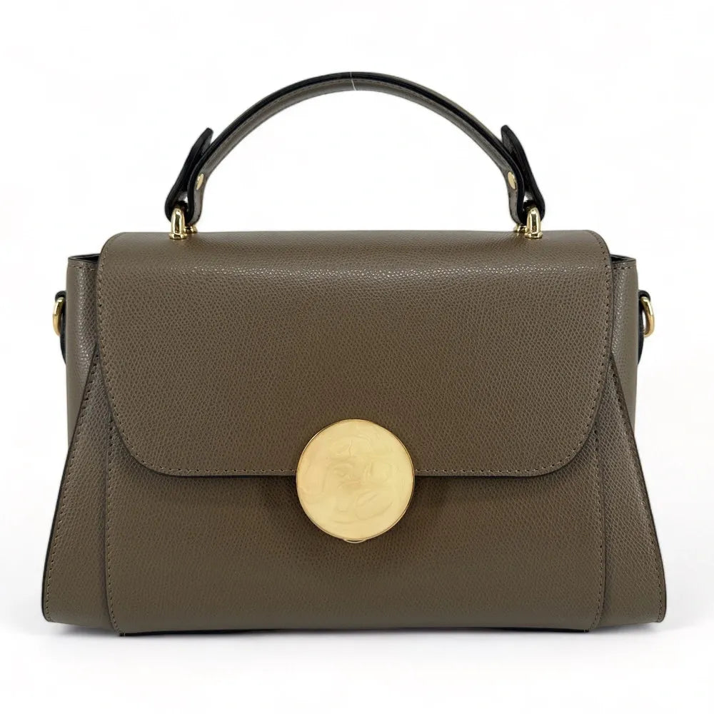 Sac à main en cuir grainé APOLLINE Taupe foncé