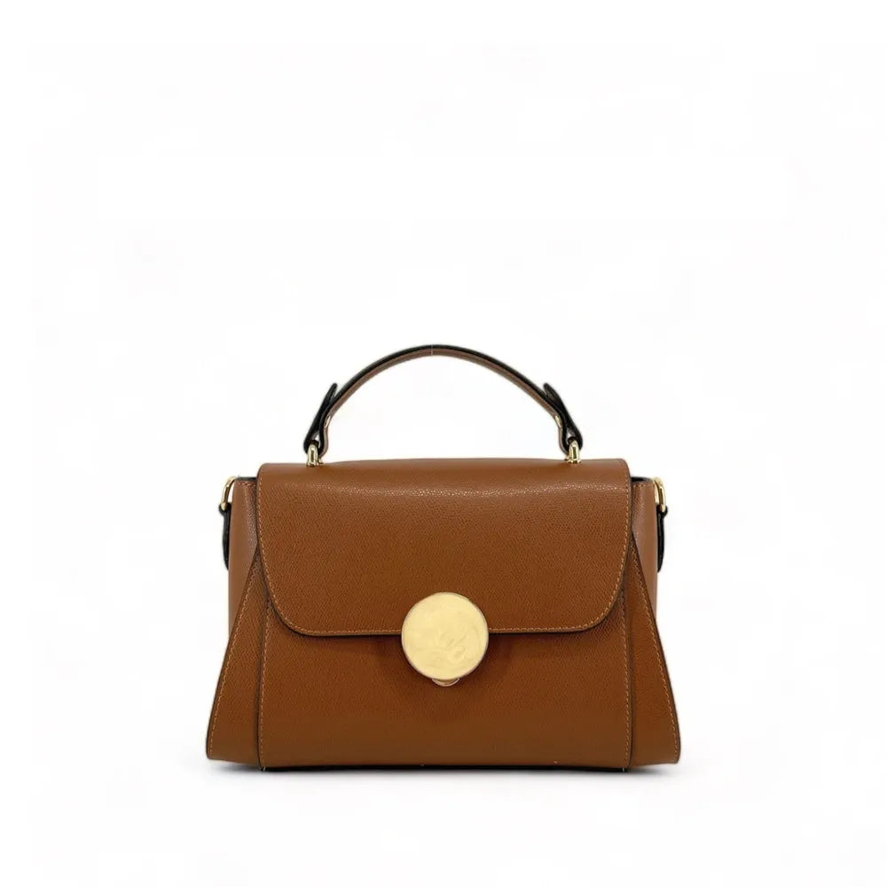 Sac à main en cuir grainé APOLLINE Camel foncé