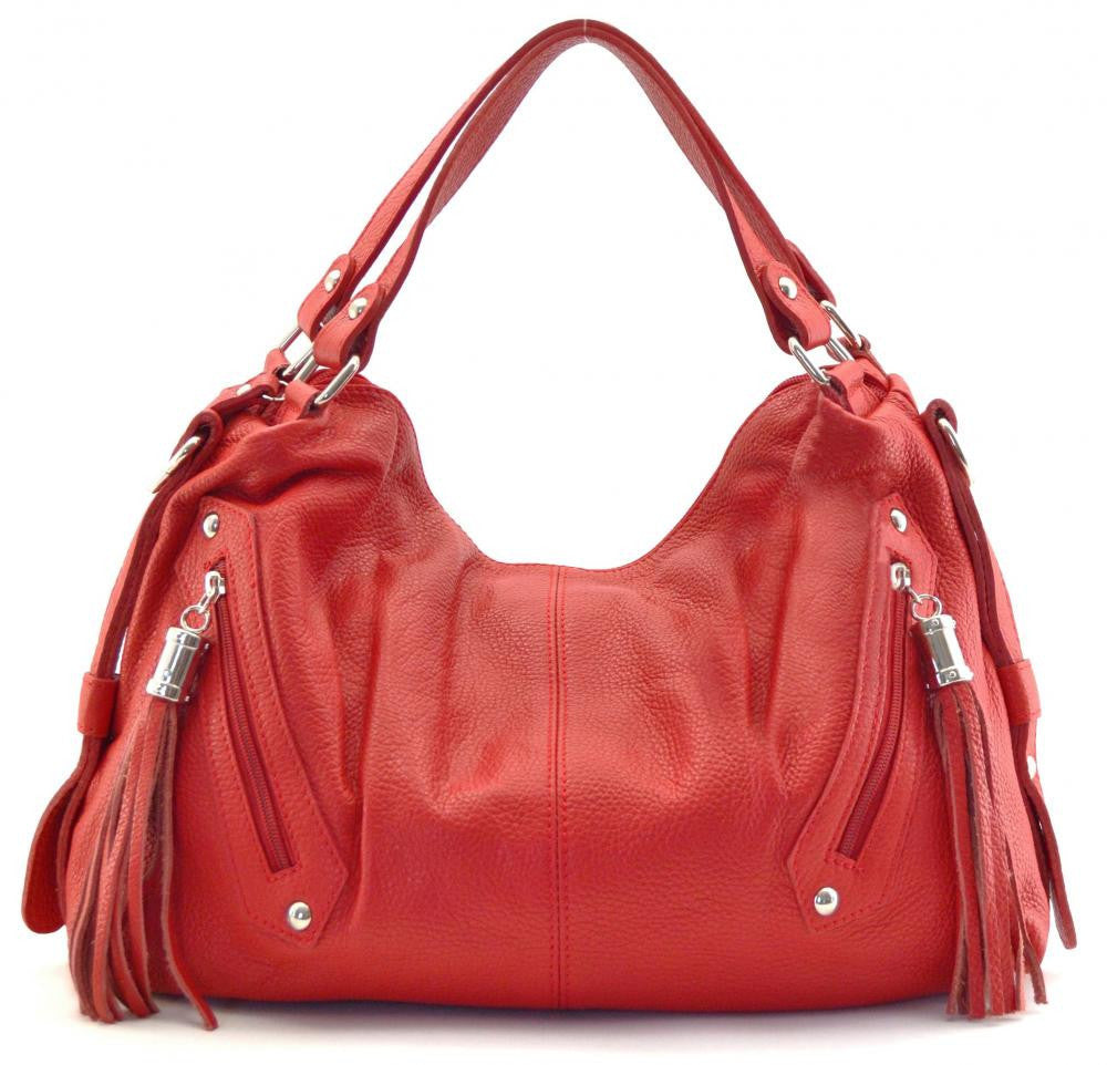 Sac à main en cuir grainé ARIZONA Rouge garance