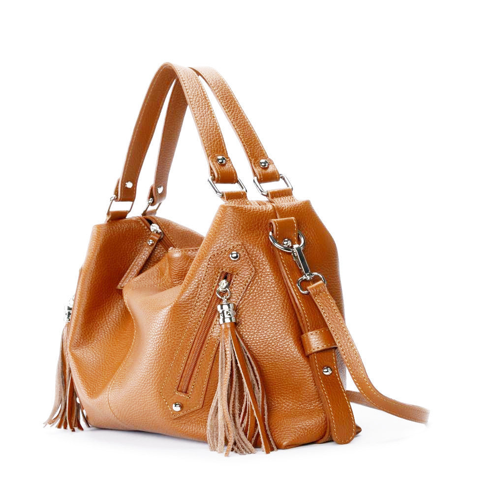 Sac à main en cuir grainé ARIZONA Cognac