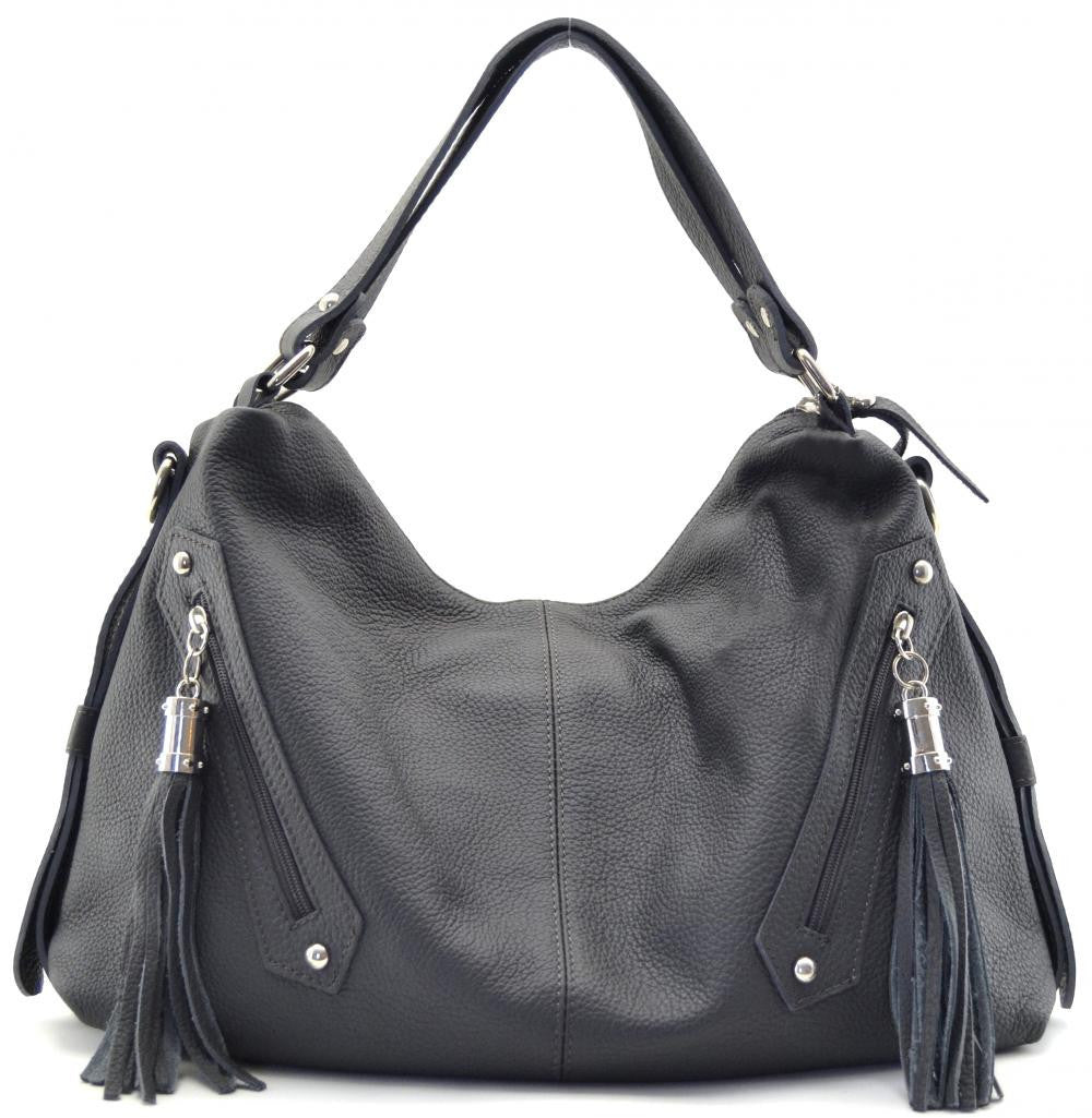 Sac à main en cuir grainé ARIZONA Gris foncé