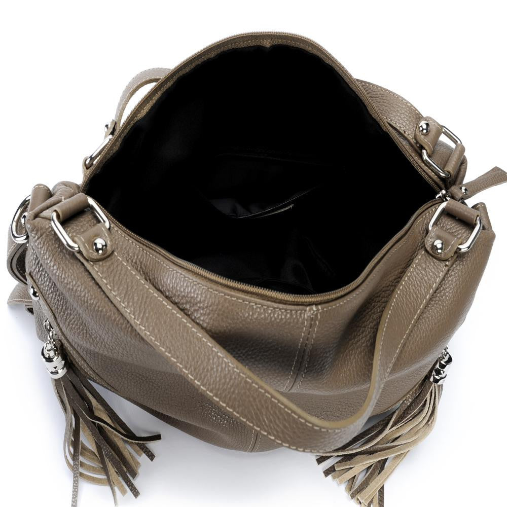 Sac à main en cuir grainé ARIZONA Taupe foncé