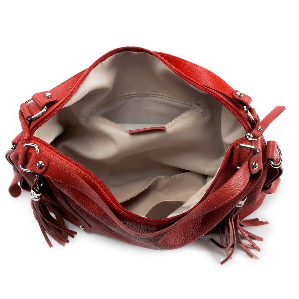 Sac à main en cuir grainé ARIZONA Rouge garance