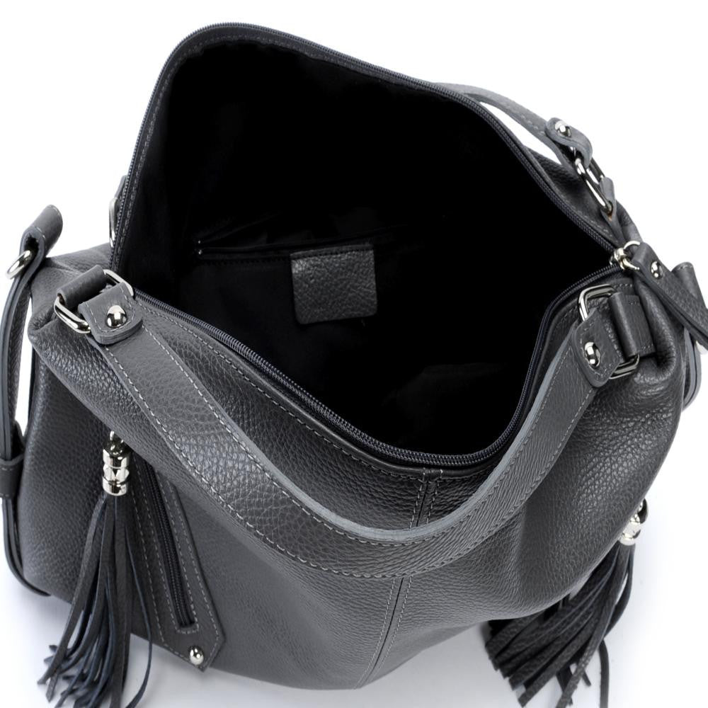 Sac à main en cuir grainé ARIZONA Gris foncé
