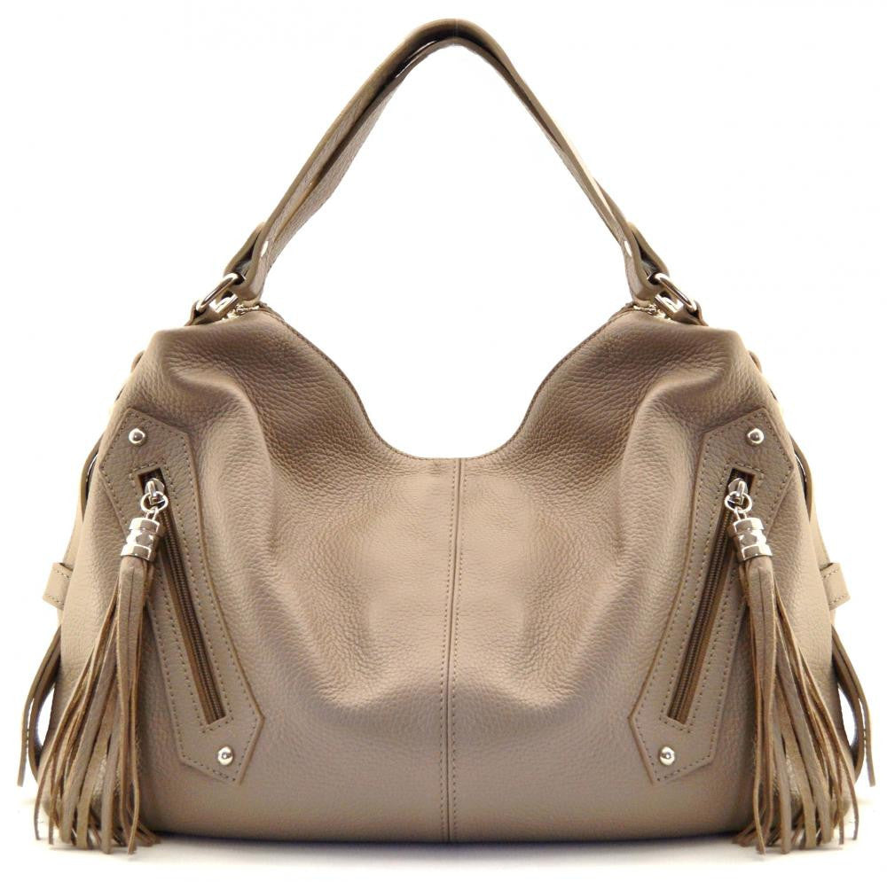 Sac à main en cuir grainé ARIZONA Taupe clair