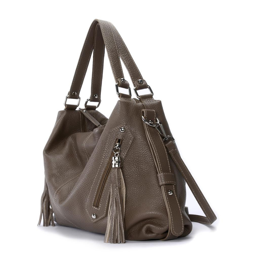Sac à main en cuir grainé ARIZONA Taupe foncé