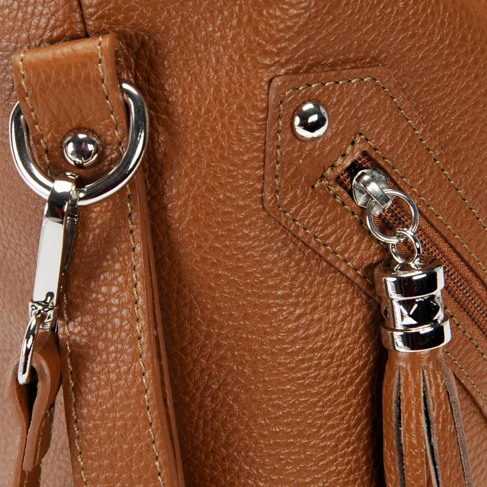 Sac à main en cuir grainé ARIZONA Cognac foncé