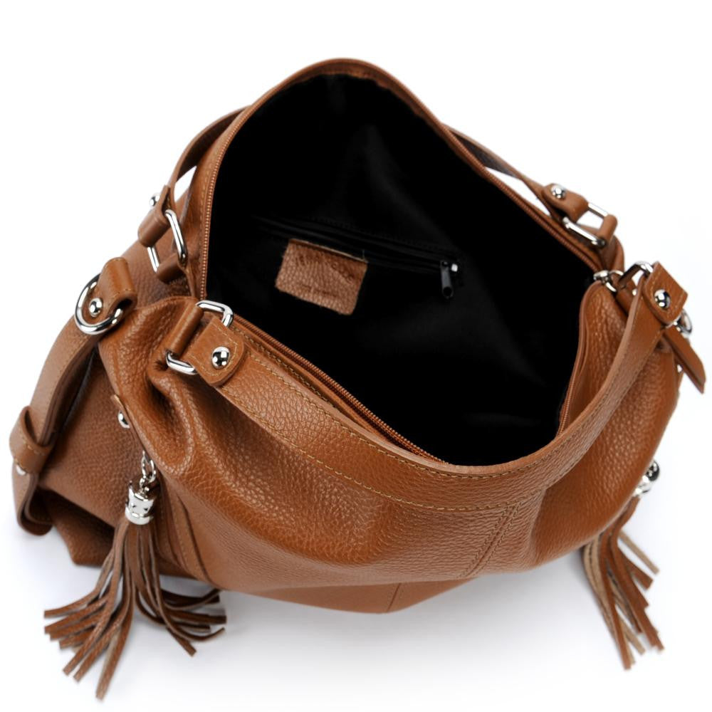 Sac à main en cuir grainé ARIZONA Cognac foncé