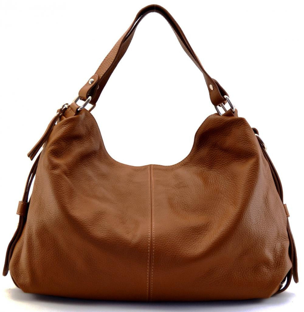 Sac à main en cuir grainé ARIZONA Cognac foncé
