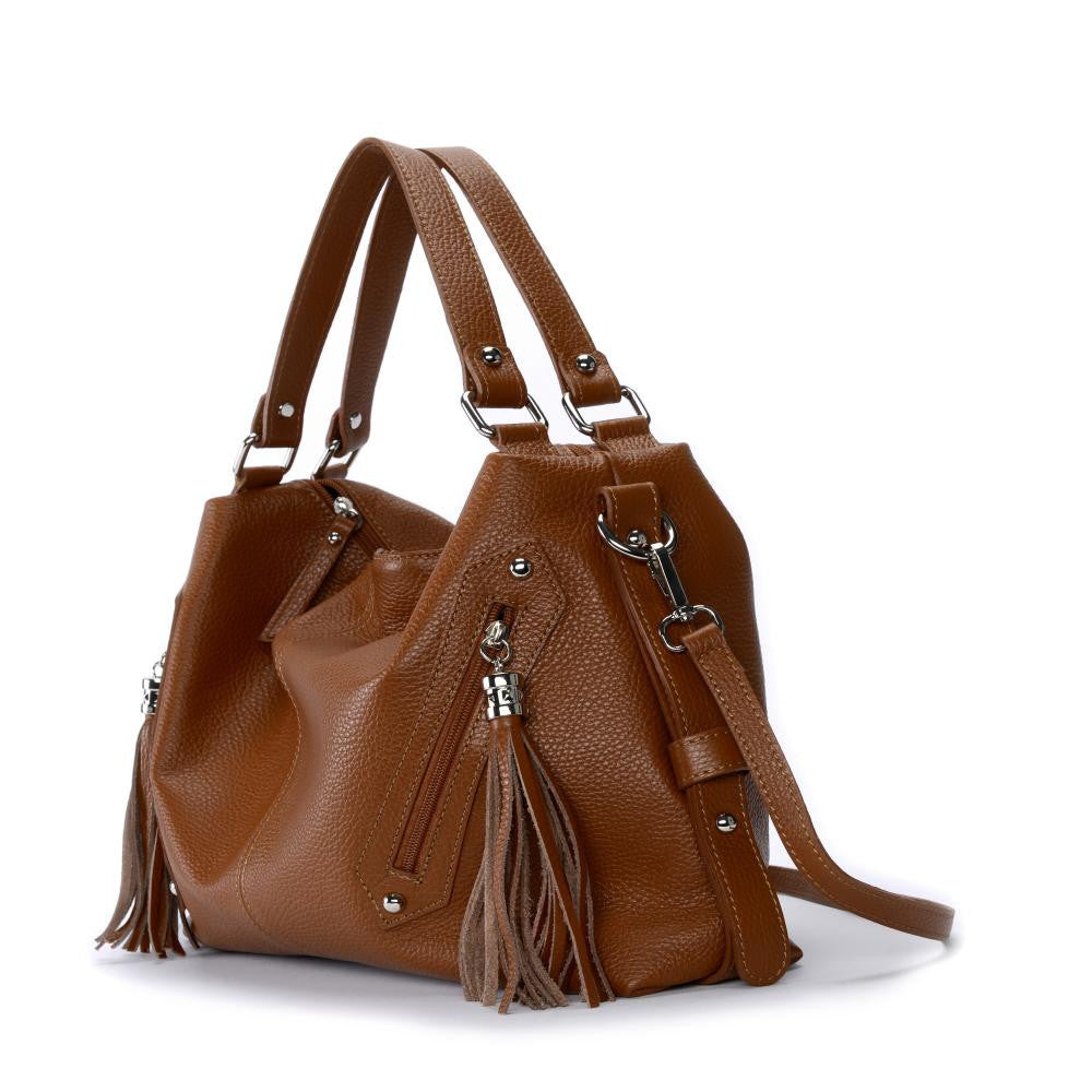 Sac à main en cuir grainé ARIZONA Cognac foncé