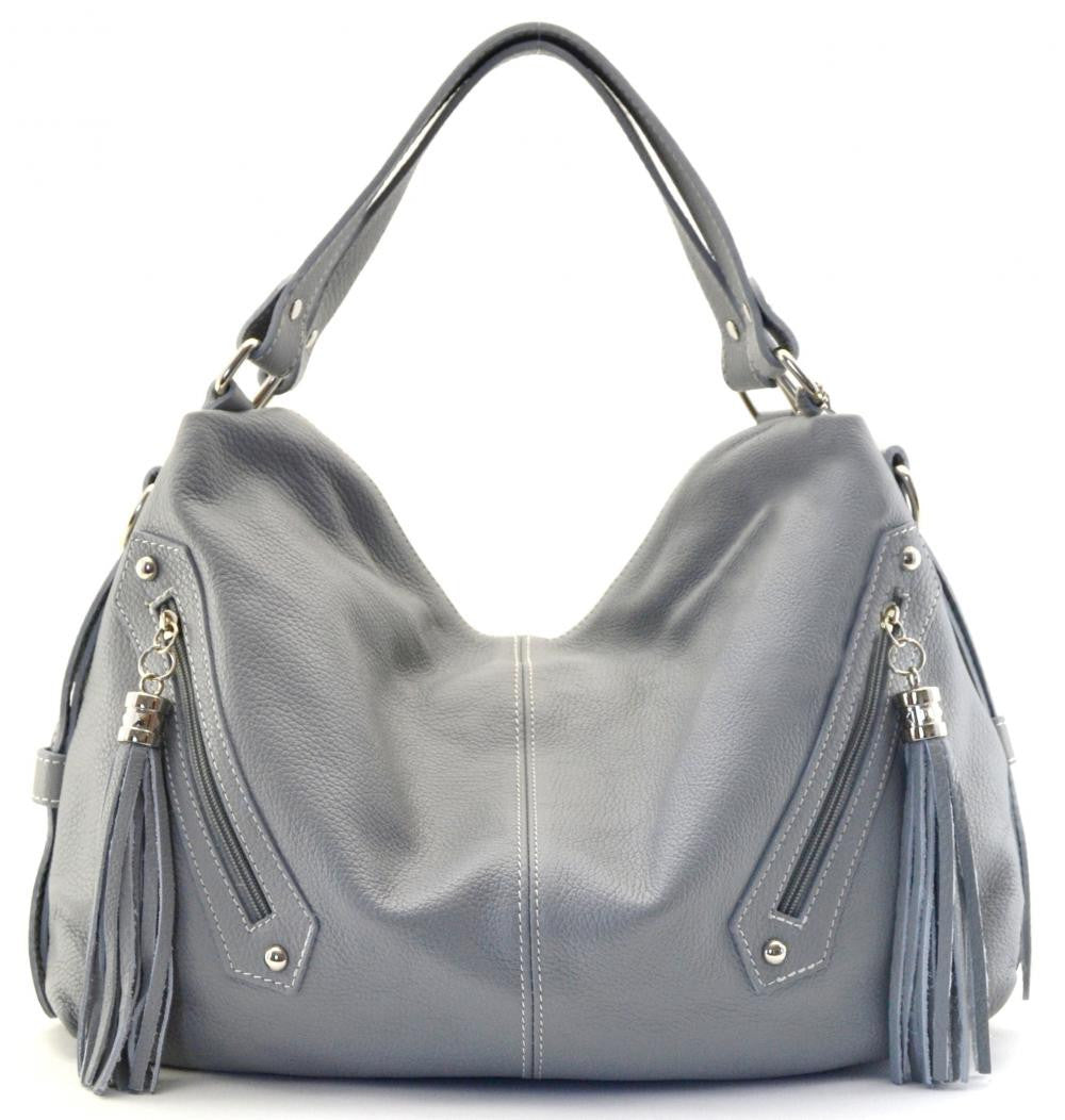 Sac à main en cuir grainé ARIZONA Gris clair