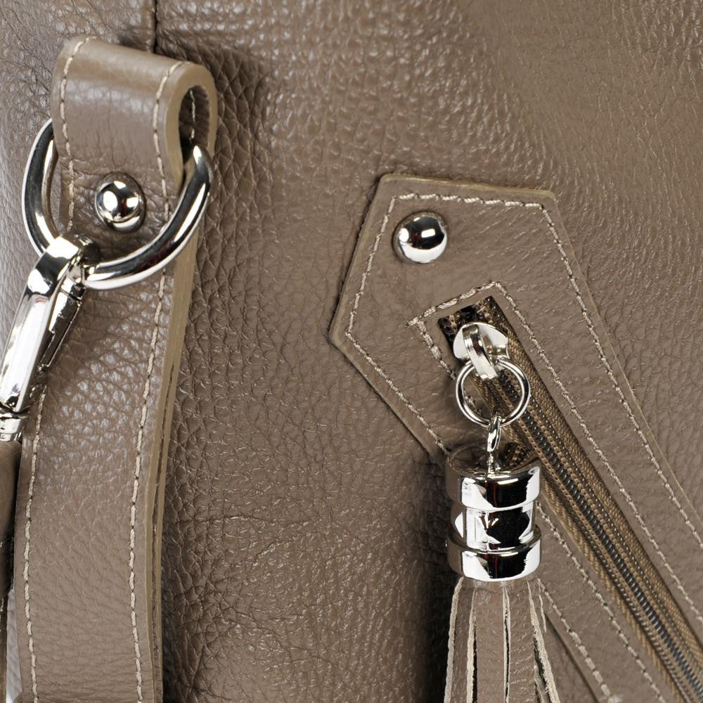 Sac à main en cuir grainé ARIZONA Taupe foncé