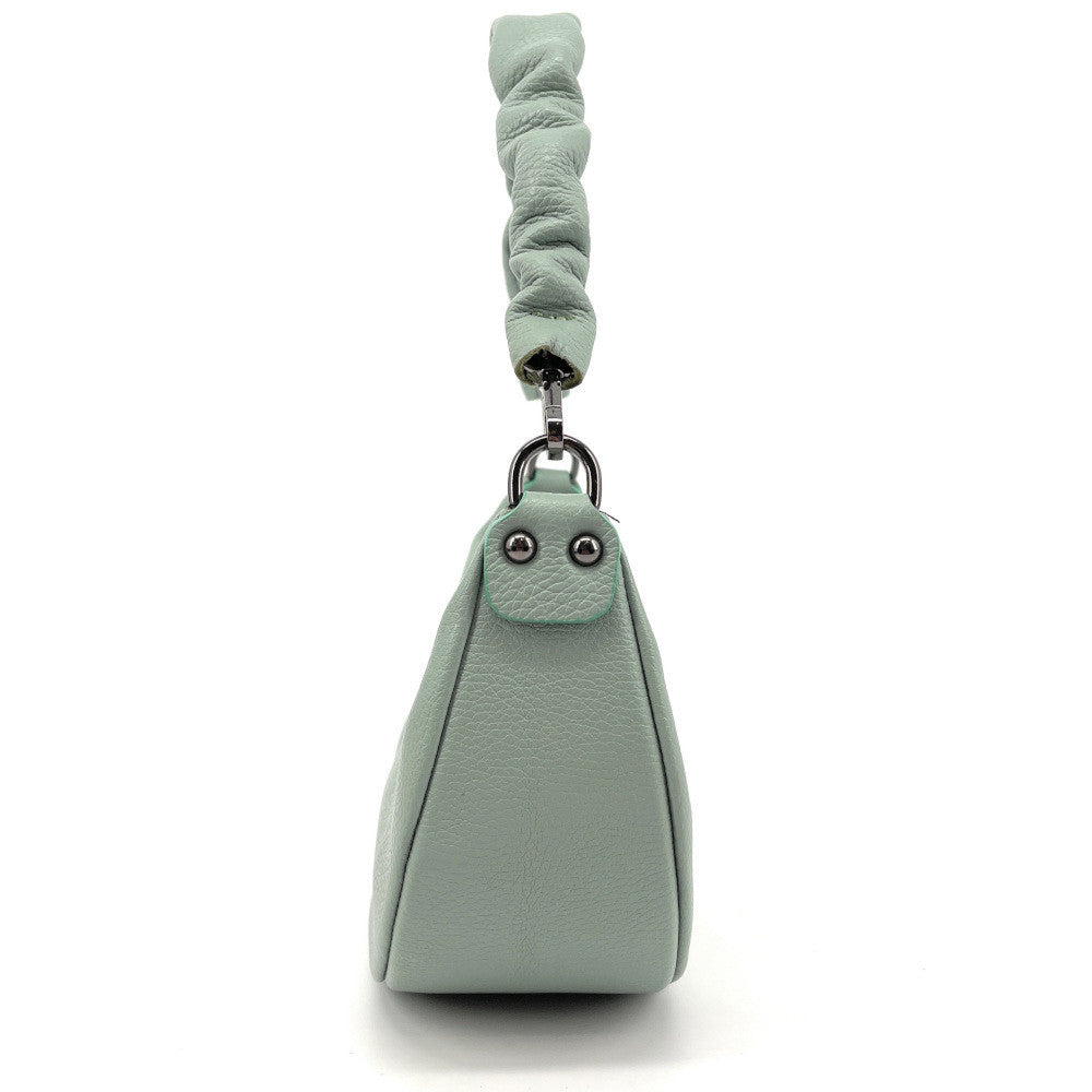 Sac demi-lune porté épaule en cuir grainé AURORA Vert pastel