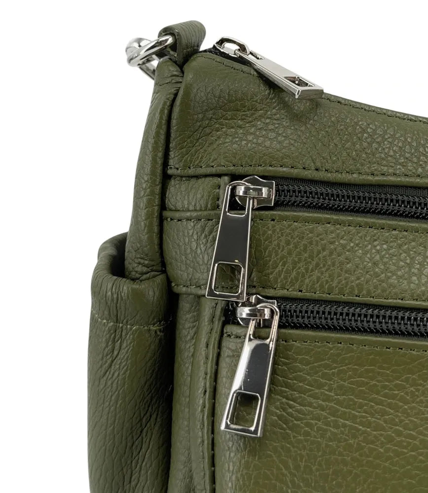 Sac à main en cuir grainé BROOKLYN Kaki