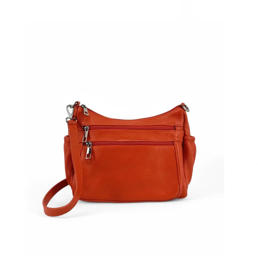 Sac à main en cuir grainé BROOKLYN Mandarine