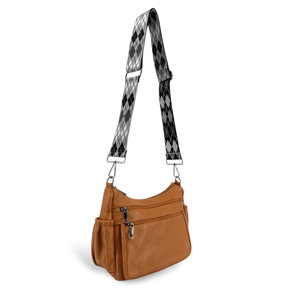 Sac à main en cuir grainé BROOKLYN Camel foncé
