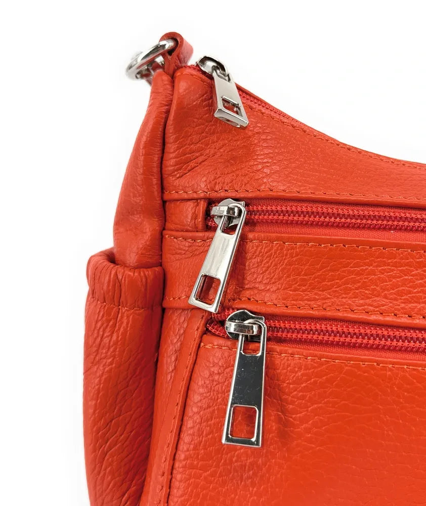 Sac à main en cuir grainé BROOKLYN Mandarine