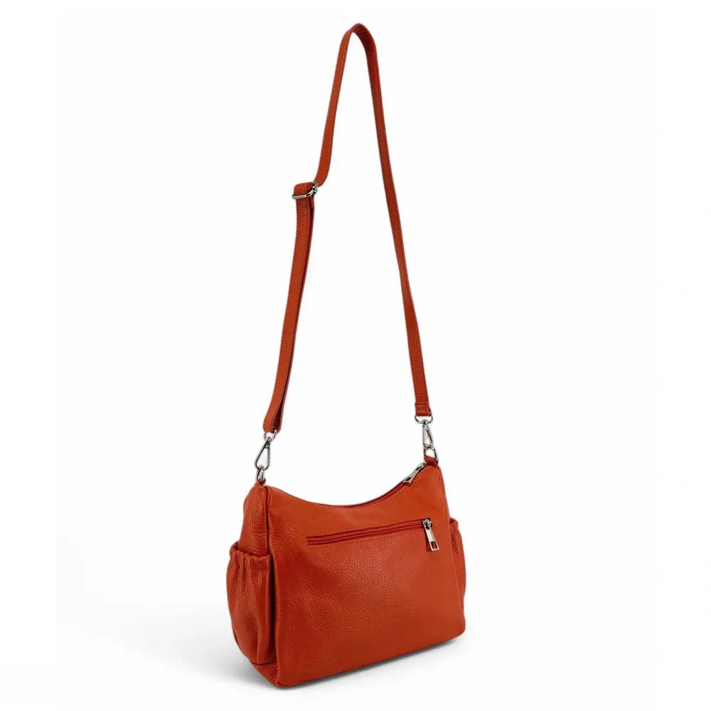 Sac à main en cuir grainé BROOKLYN Mandarine