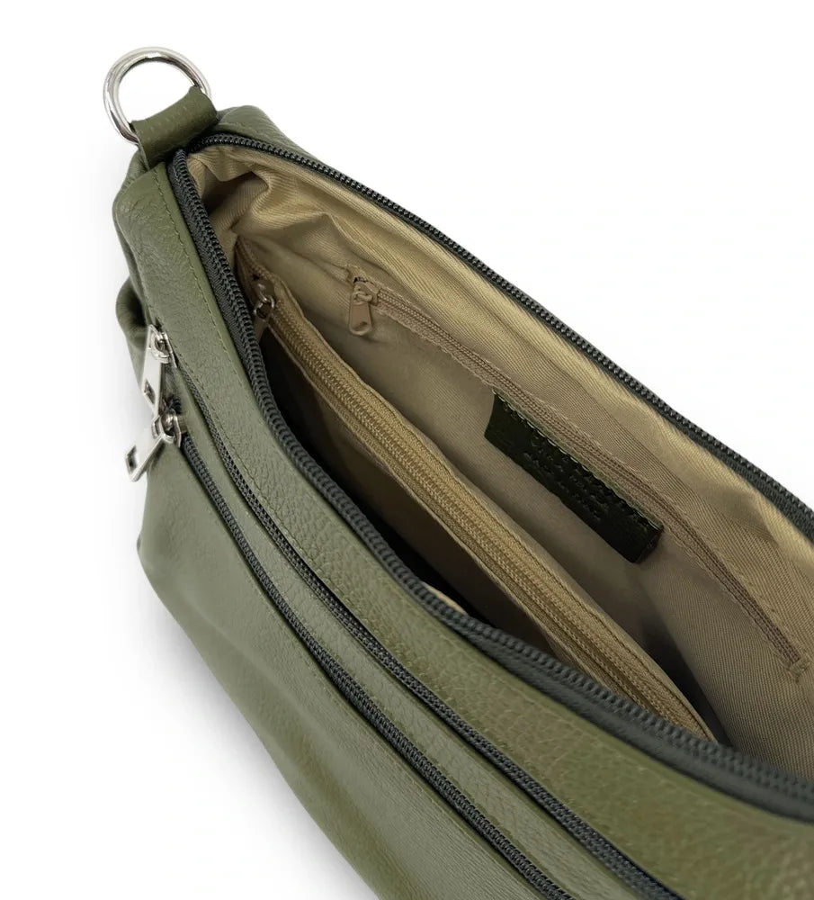 Sac à main en cuir grainé BROOKLYN Kaki