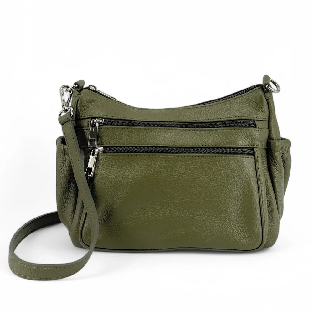 Sac à main en cuir grainé BROOKLYN Kaki