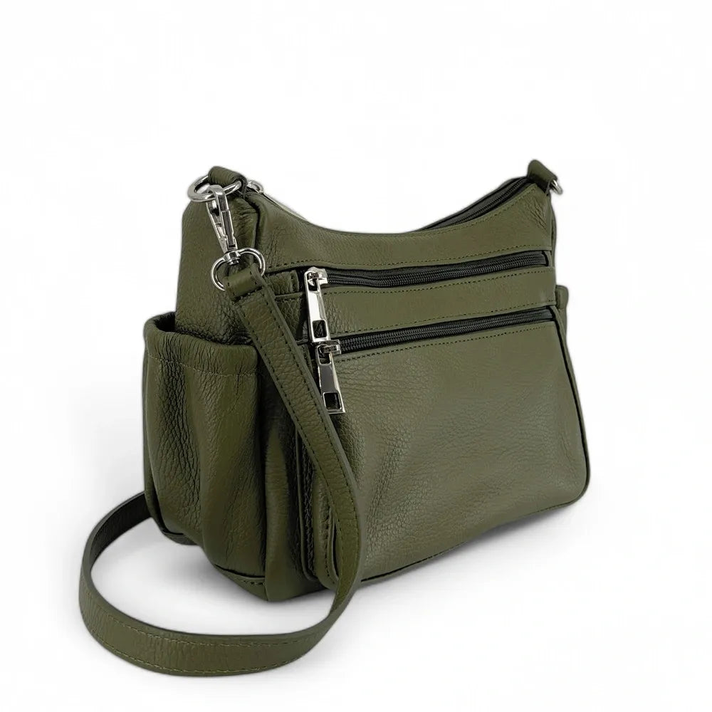 Sac à main en cuir grainé BROOKLYN Kaki