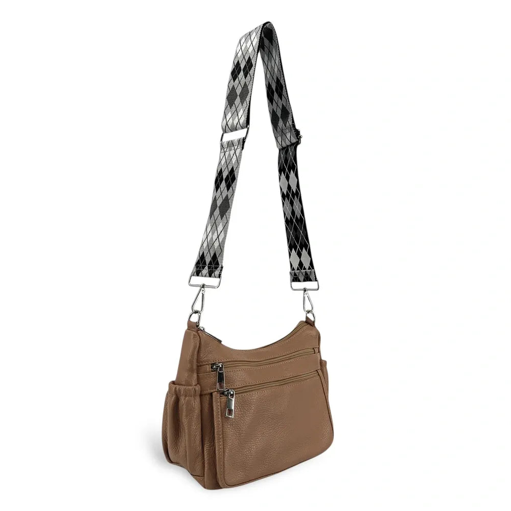 Sac à main en cuir grainé BROOKLYN Taupe foncé