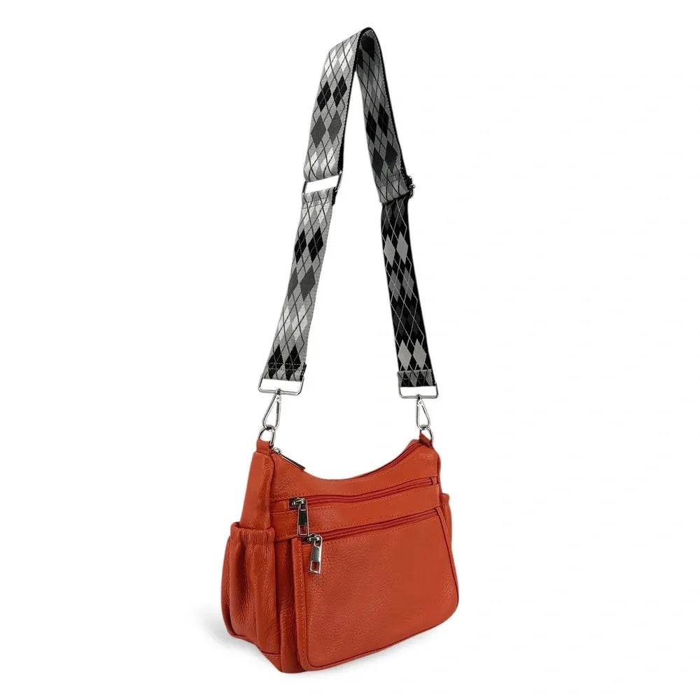 Sac à main en cuir grainé BROOKLYN Mandarine