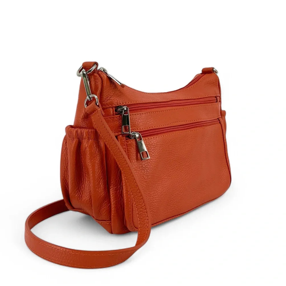 Sac à main en cuir grainé BROOKLYN Mandarine