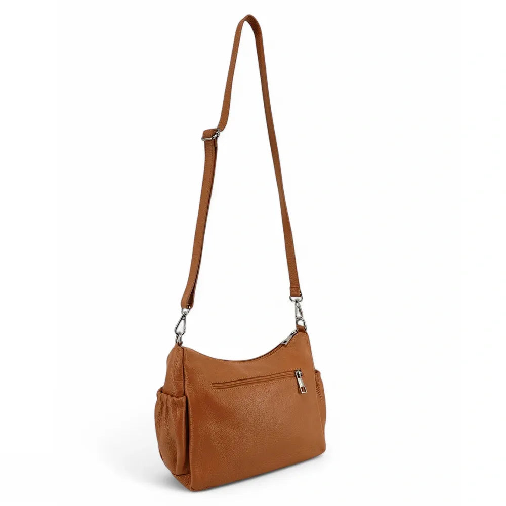 Sac à main en cuir grainé BROOKLYN Camel foncé