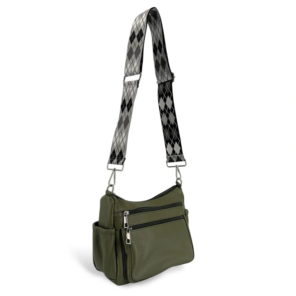 Sac à main en cuir grainé BROOKLYN Kaki