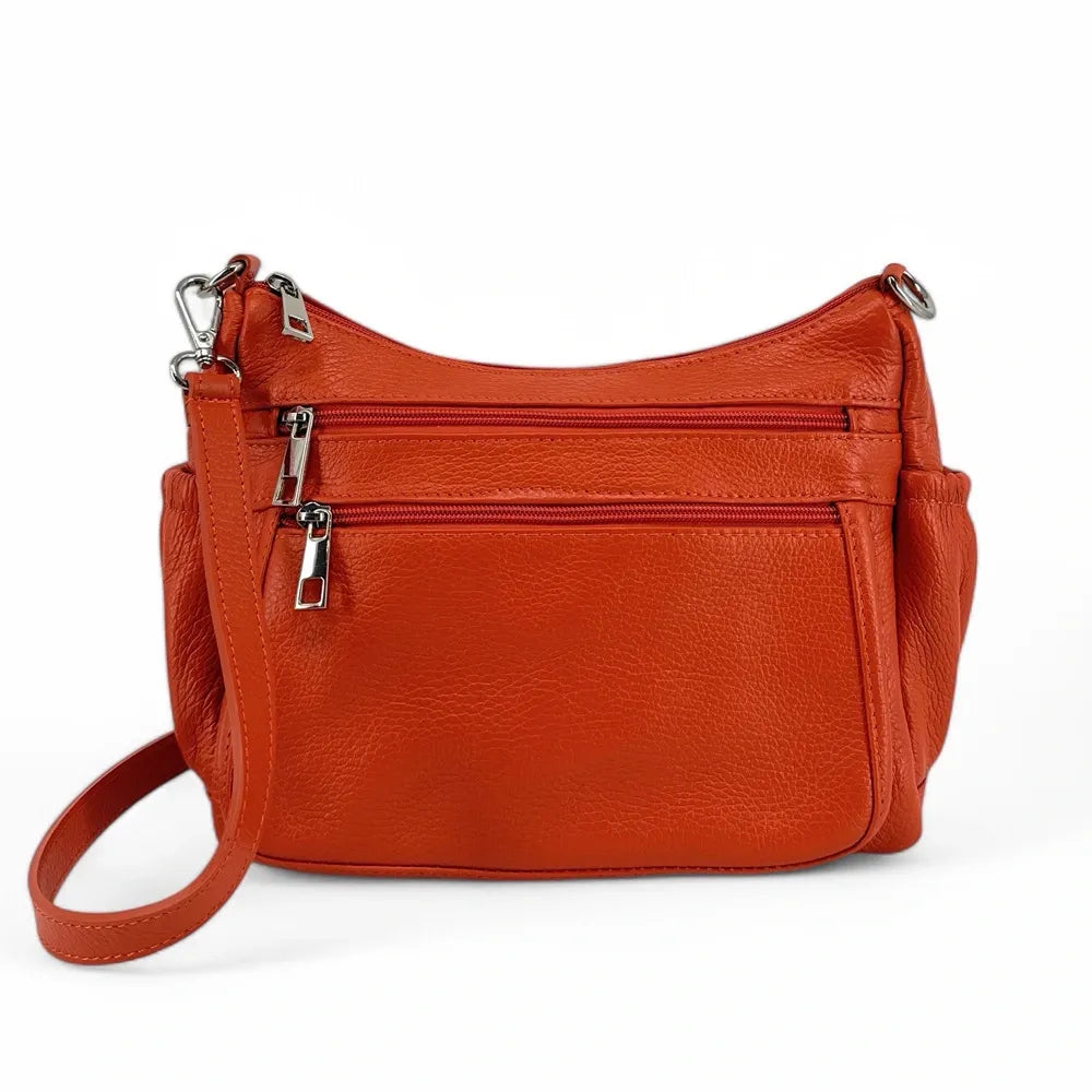 Sac à main en cuir grainé BROOKLYN Mandarine