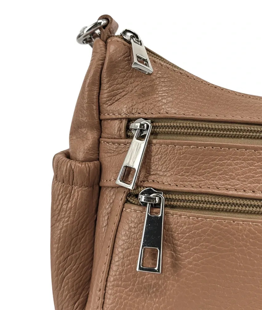 Sac à main en cuir grainé BROOKLYN Taupe foncé
